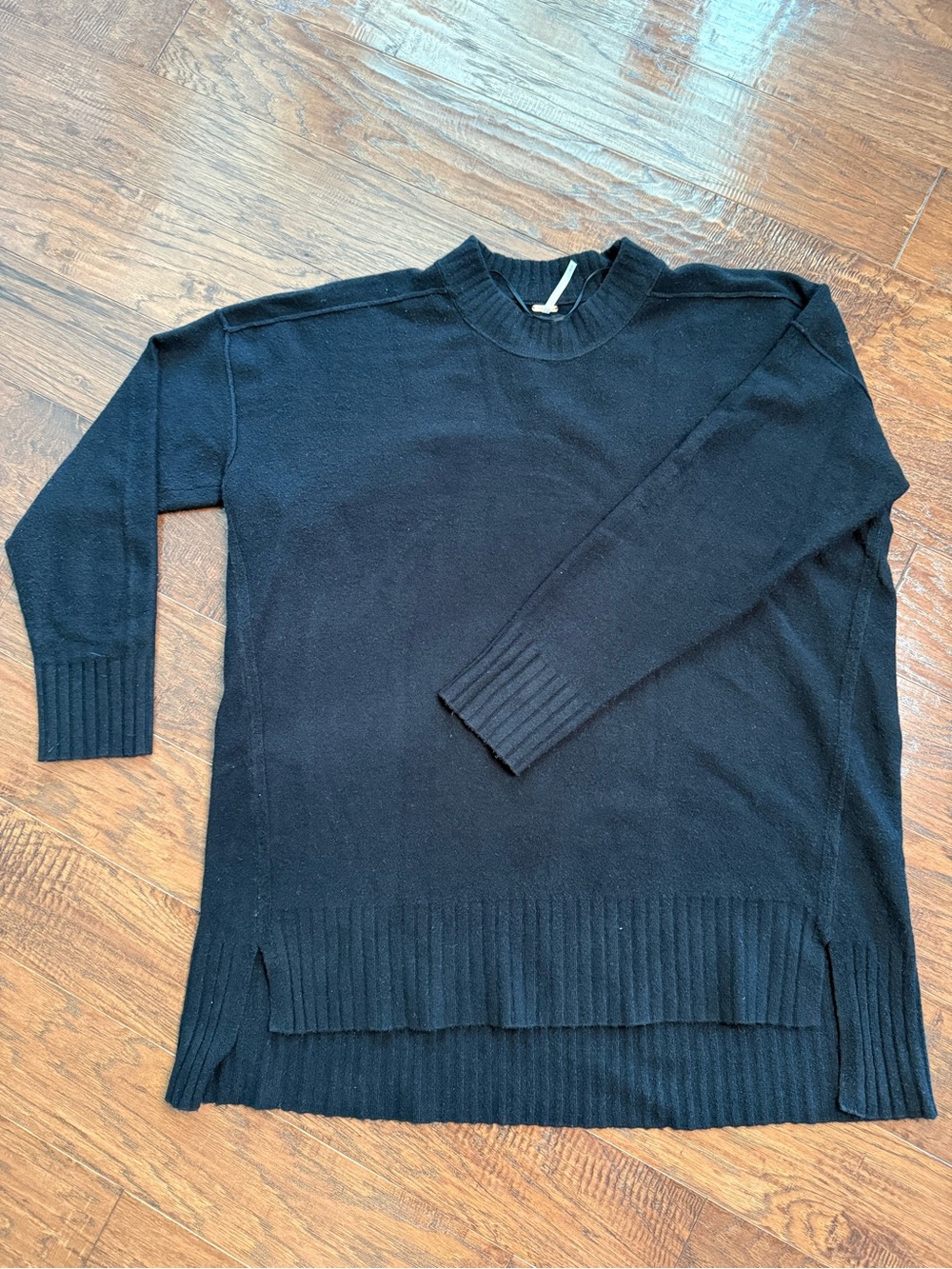 Free People Oversized Tunic Crewneck Sweater, black, M